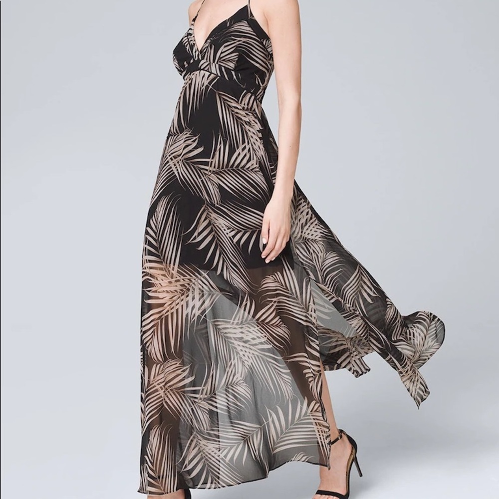 NWOT WHBM Island Palm Black Halter Dress